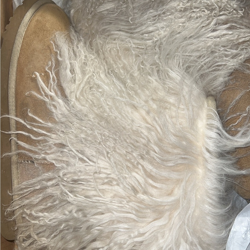 UGG Tan Suede and Cream Fur Boots